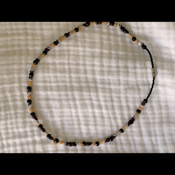 Beaded necklace from West Africa. Unique and timeless. Blues and browns. Beachy. - Picture 3 of 5